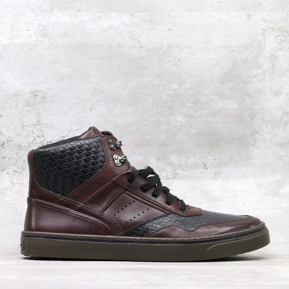 Rockport Other - Rockport Mens Size 13M Brown Black Woven Leather High Top Lace Up Sneakers Shoes